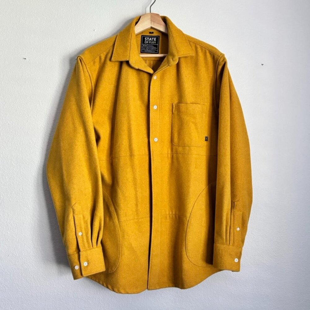 Heavyweight Golden Yellow Flannel Shirt Jacket Overshirt, State of Flux XLarge